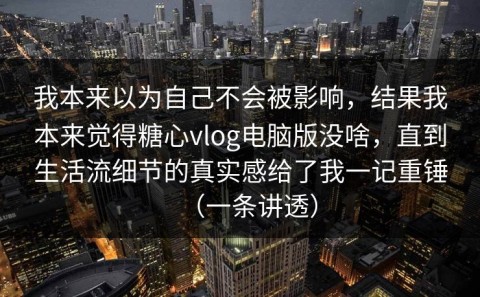 我本来以为自己不会被影响，结果我本来觉得糖心vlog电脑版没啥，直到生活流细节的真实感给了我一记重锤（一条讲透）