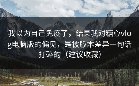 我以为自己免疫了，结果我对糖心vlog电脑版的偏见，是被版本差异一句话打碎的（建议收藏）