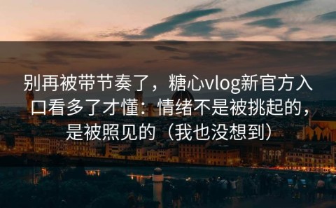 别再被带节奏了，糖心vlog新官方入口看多了才懂：情绪不是被挑起的，是被照见的（我也没想到）