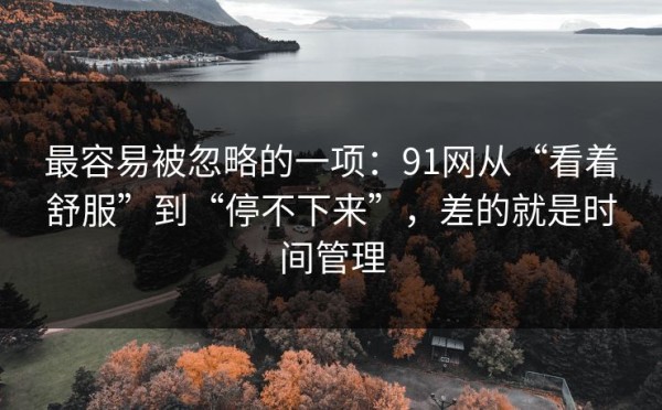 最容易被忽略的一项：91网从“看着舒服”到“停不下来”，差的就是时间管理
