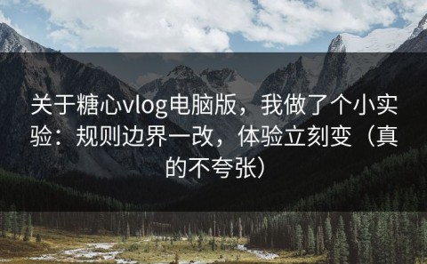 关于糖心vlog电脑版，我做了个小实验：规则边界一改，体验立刻变（真的不夸张）