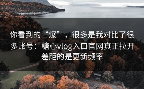 你看到的“爆”，很多是我对比了很多账号：糖心vlog入口官网真正拉开差距的是更新频率