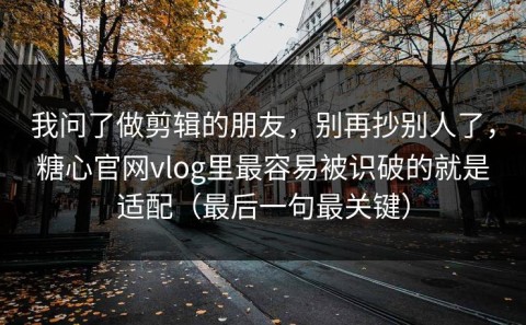 我问了做剪辑的朋友，别再抄别人了，糖心官网vlog里最容易被识破的就是适配（最后一句最关键）