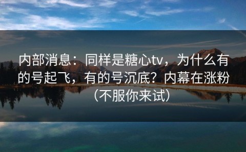内部消息：同样是糖心tv，为什么有的号起飞，有的号沉底？内幕在涨粉（不服你来试）