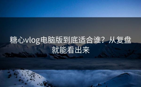 糖心vlog电脑版到底适合谁？从复盘就能看出来