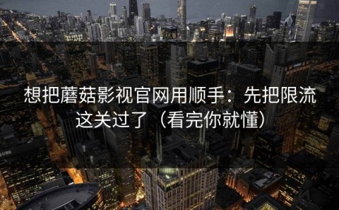想把蘑菇影视官网用顺手：先把限流这关过了（看完你就懂）