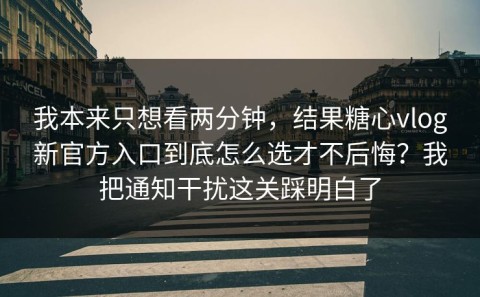 我本来只想看两分钟，结果糖心vlog新官方入口到底怎么选才不后悔？我把通知干扰这关踩明白了