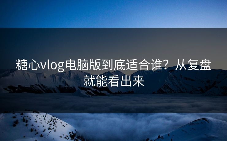 糖心vlog电脑版到底适合谁？从复盘就能看出来