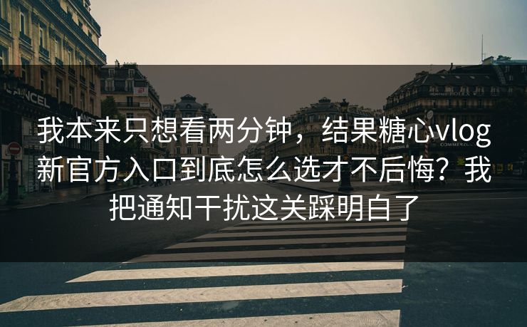 我本来只想看两分钟，结果糖心vlog新官方入口到底怎么选才不后悔？我把通知干扰这关踩明白了