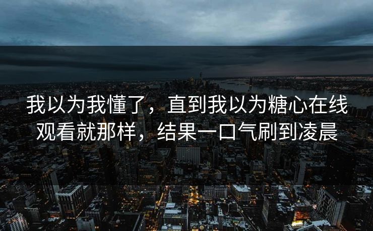 我以为我懂了，直到我以为糖心在线观看就那样，结果一口气刷到凌晨