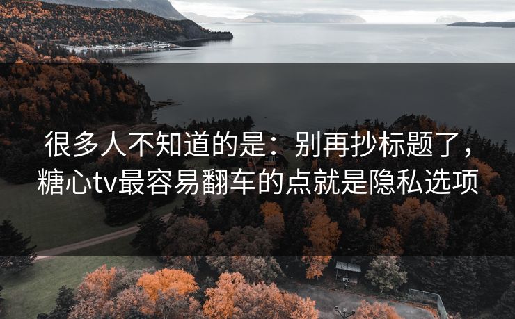 很多人不知道的是：别再抄标题了，糖心tv最容易翻车的点就是隐私选项