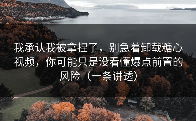 我承认我被拿捏了，别急着卸载糖心视频，你可能只是没看懂爆点前置的风险（一条讲透）
