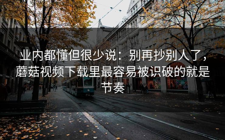 业内都懂但很少说：别再抄别人了，蘑菇视频下载里最容易被识破的就是节奏