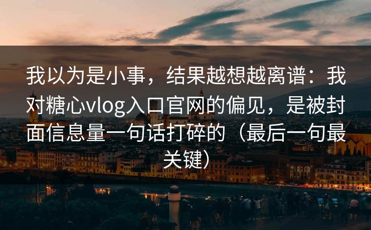 我以为是小事，结果越想越离谱：我对糖心vlog入口官网的偏见，是被封面信息量一句话打碎的（最后一句最关键）