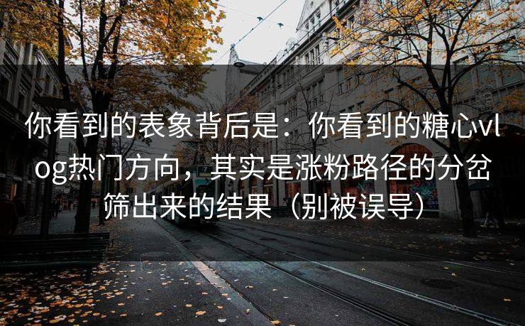 你看到的表象背后是：你看到的糖心vlog热门方向，其实是涨粉路径的分岔筛出来的结果（别被误导）